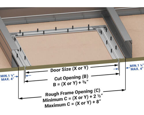 WB DWAL 412-HD Rough Opening Dimensions